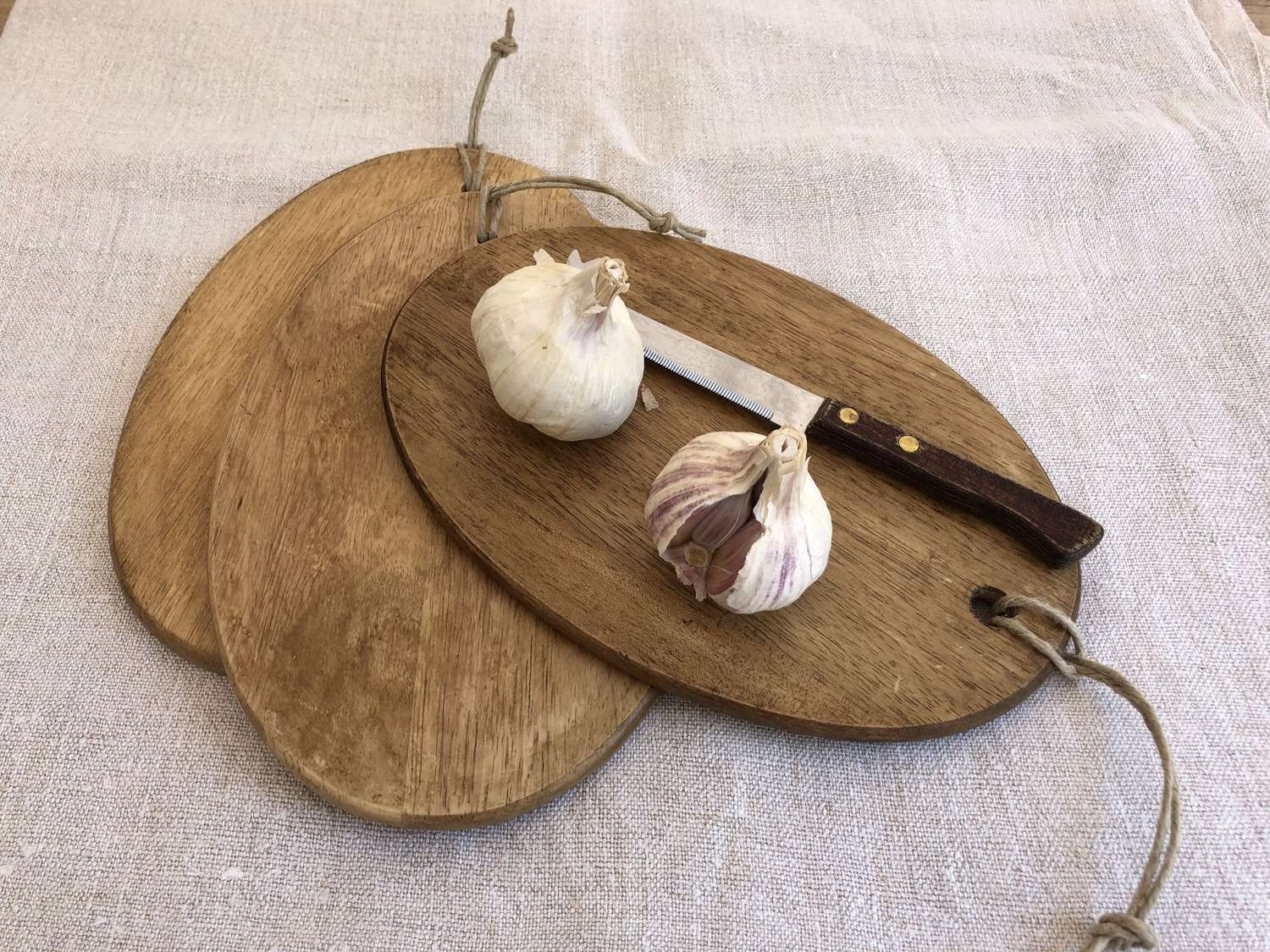 Wooden boards with hanging string tags