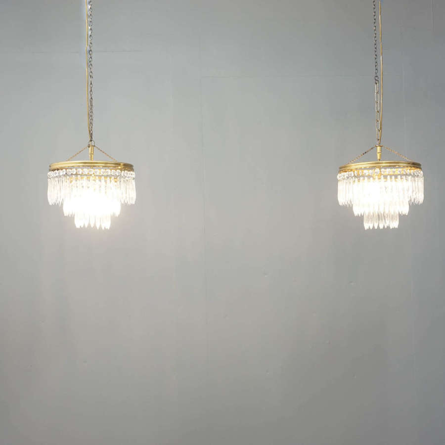 Pair of Antique French Waterfall Chandeliers