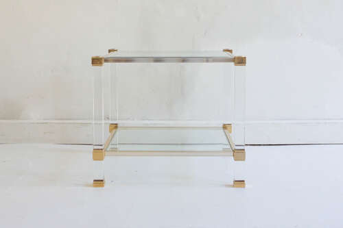 Pierre Vandel Lucite Two Tier Glass Side Table