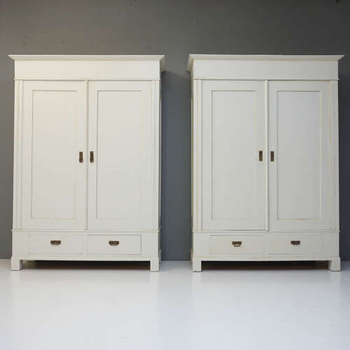 Pair of antique Continental wardrobes (knockdown)