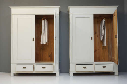 Pair of antique Continental wardrobes (knockdown)